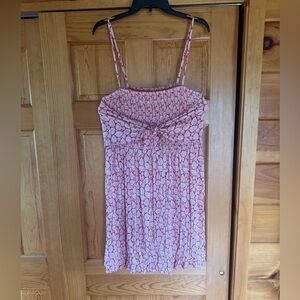 LOFT Red and White Floral Spaghetti Strap Dress